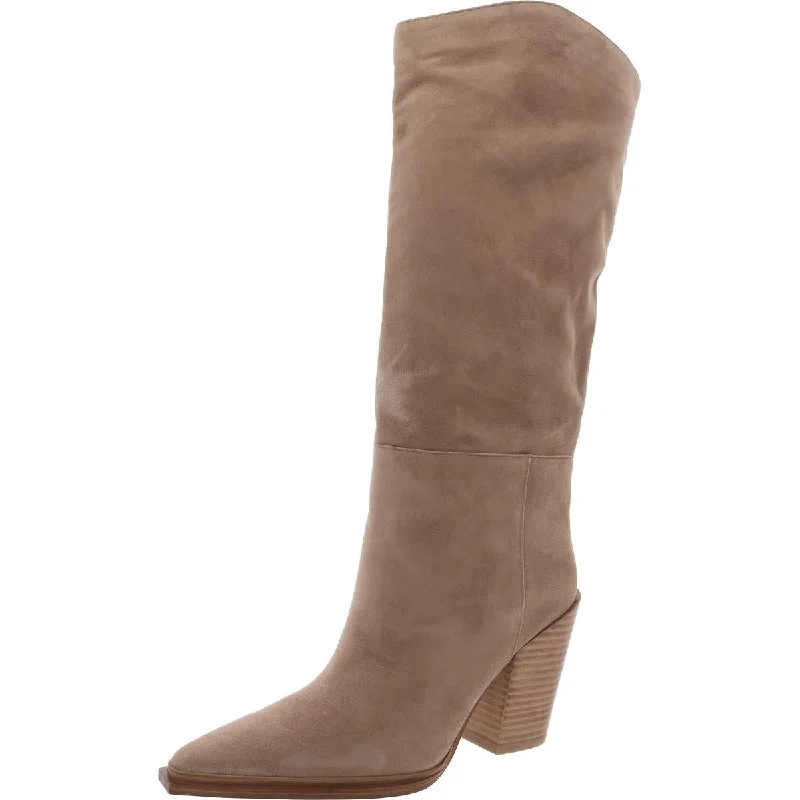 Bronty Womens Suede Pull On Knee-High Boots Victorian - Era Boot Style  