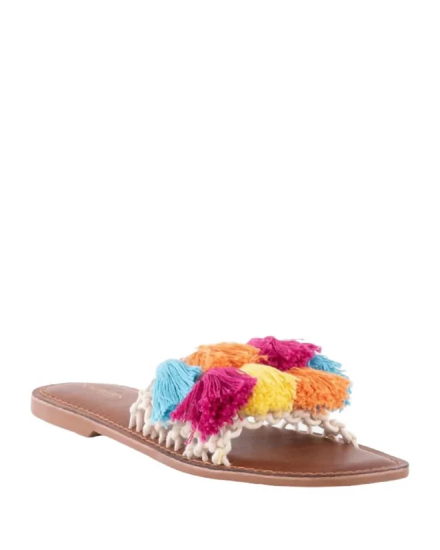 Camellia Macrame Sandals In Rainbow Memory - Foam Slipper Look  