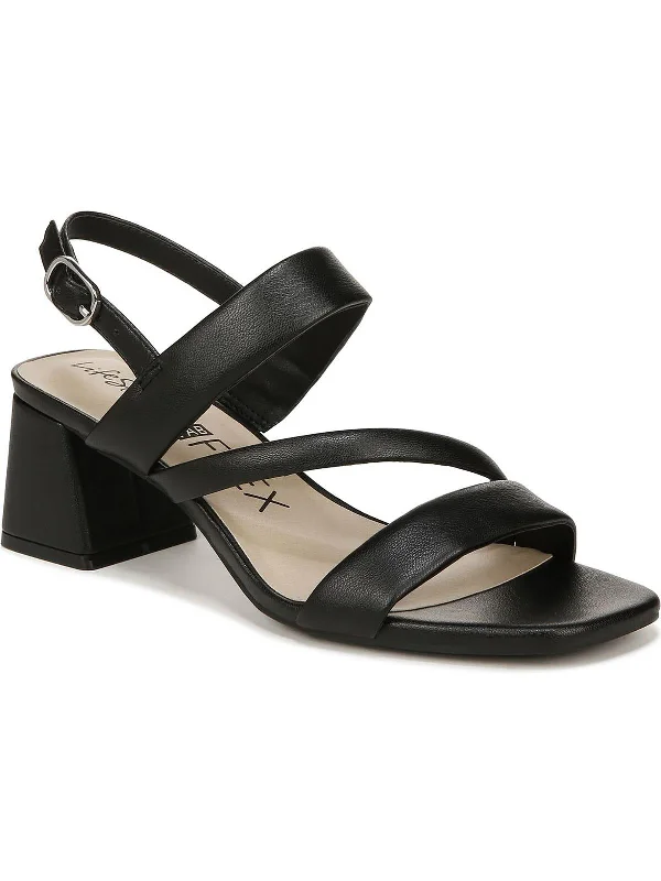 Celia Womens Faux Leather Strappy Heels Striped Shoe Style  