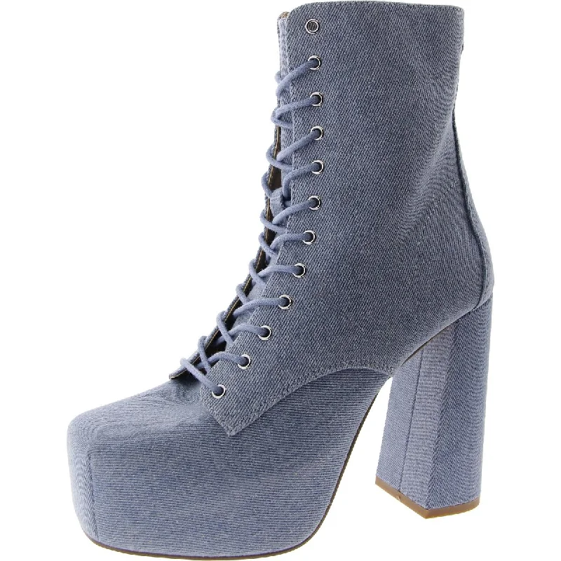 Confident Womens Lace-Up Platform Mid-Calf Boots Paisley Print Shoe Design  