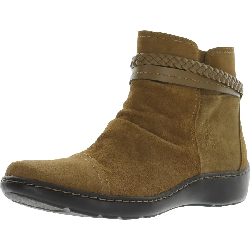 Cora Braid Boot Womens Faux Suede Braided Ankle Boots Casual Loafer Style          