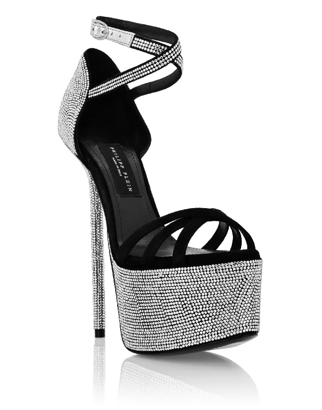 Crystal  Platform Sandals Glow - in - the - Dark Shoe Design  