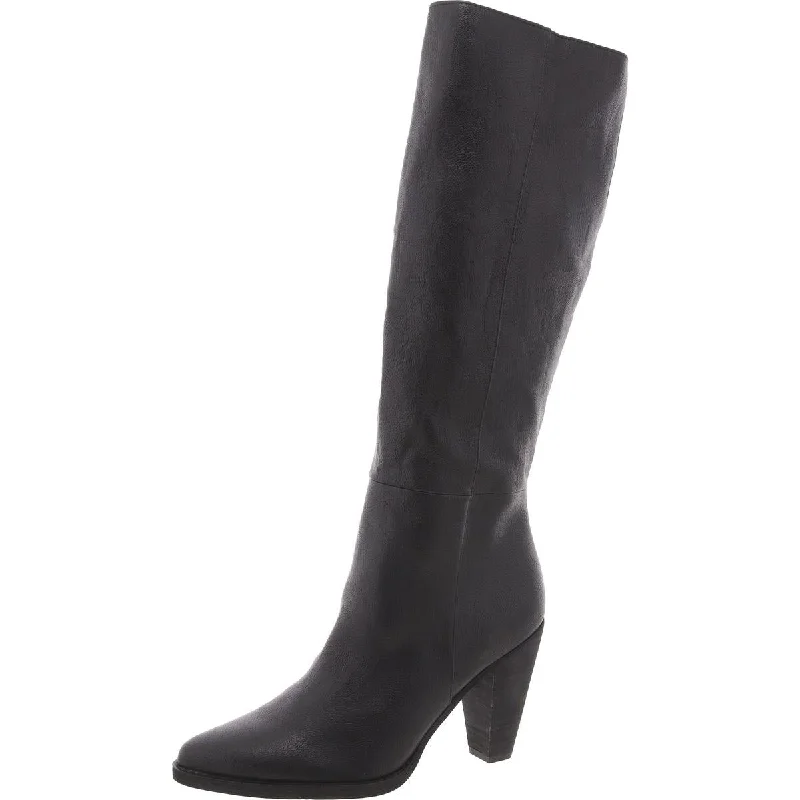 Dion Womens Faux Leather Tall Knee-High Boots Beaded Moccasin Design 