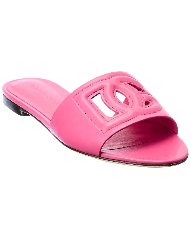 Dolce & Gabbana DG Logo Leather Sandal Zip - Up Boot Style  