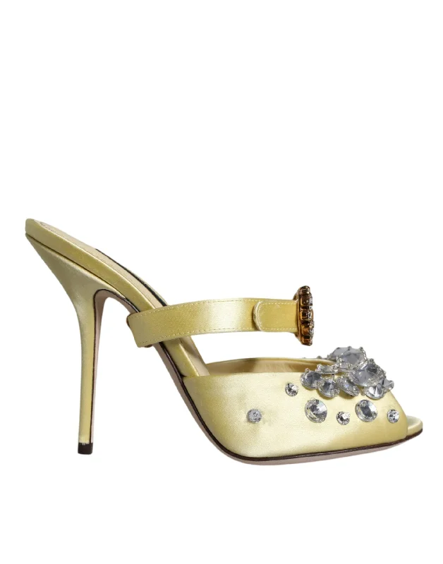 Dolce & Gabbana  Mary Janes Satin Crystal Sandals Women's Shoes Minimalist Sneaker Style  