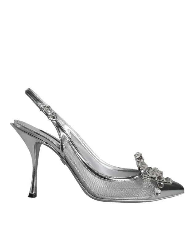 Dolce & Gabbana Mesh Crystal Embellished Slingback Women's Shoes (Pre-Owned) Quilted Shoe Design Dolce & Gabbana Mesh Crystal Embellished Slingback Women's Shoes (Pre-Owned) Quilted Shoe Design