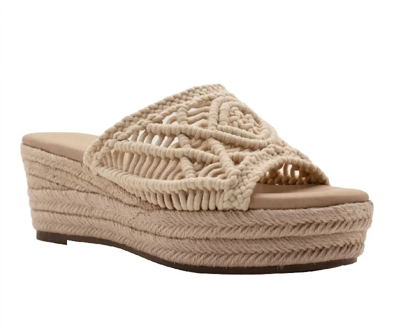Eureka Macrame Slide In Natural Loose - Fit Slipper Style  