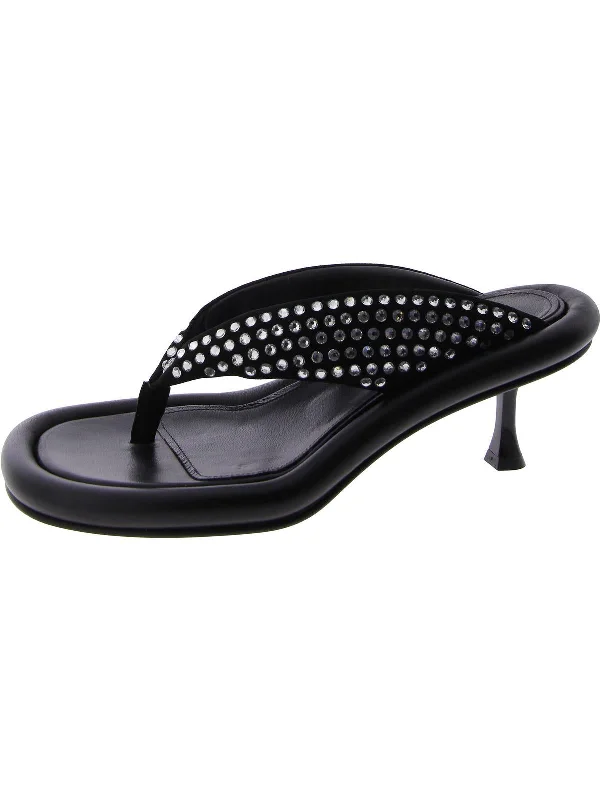 Fala Bumper Womens Leather Rhinestones Heels Strap - Up Sandal Resort Style  