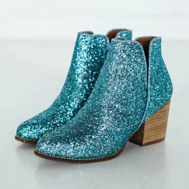 Fiera Bootie In Teal Beaded Moccasin Design 
