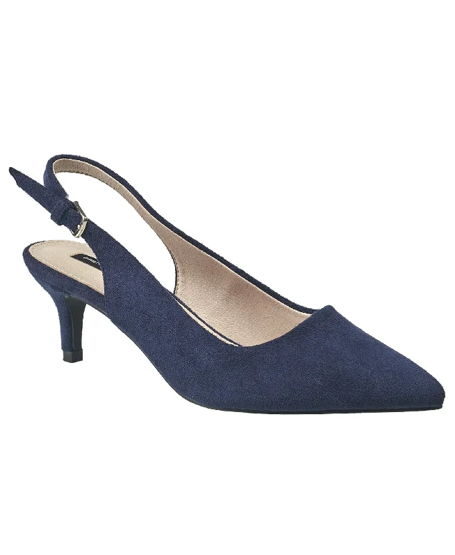 French Connection Women's Quinn Suede Kitten Heel Memory - Foam Slipper Look  