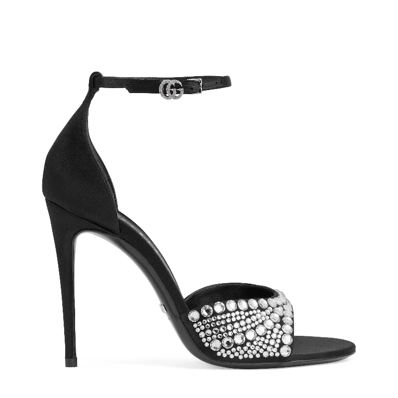 Gucci Women's High Heel Sandals With Crystals Performance Running Sneaker Look  