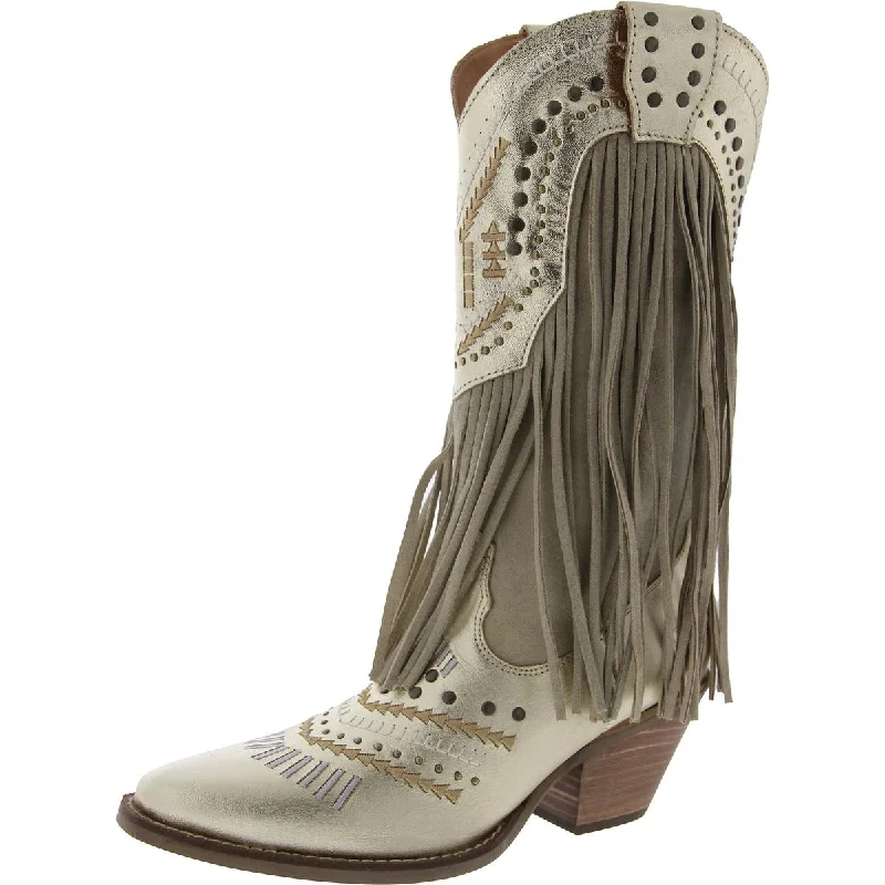 Gypsy Womens Fringe Cowboy, Western Boots Monochromatic Shoe Look  