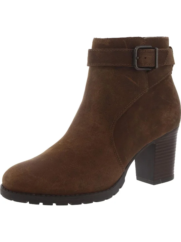 Haldon Strap Womens Leather Block Heel Ankle Boots Victorian - Era Boot Style  