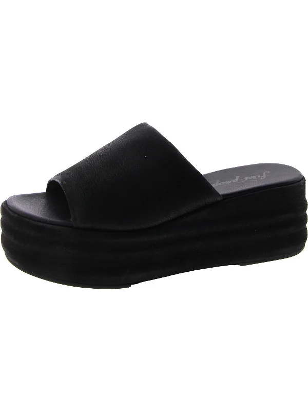 Harbor Womens Leather Open Toe Flatform Sandals British Gentleman Oxford Style  