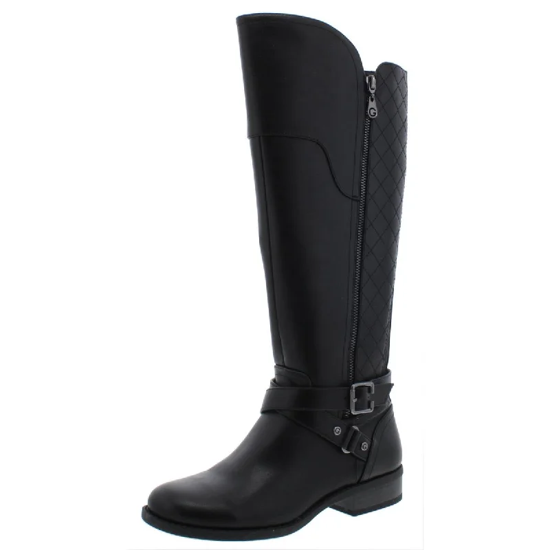 Haydin Womens Faux Leather Knee-High Riding Boots Inflatable Shoe Look 