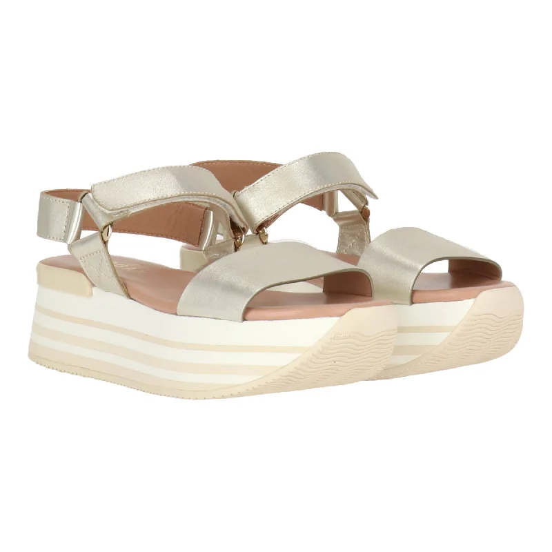 Hogan Womens Gold Sandal Checkered Shoe Pattern Look  