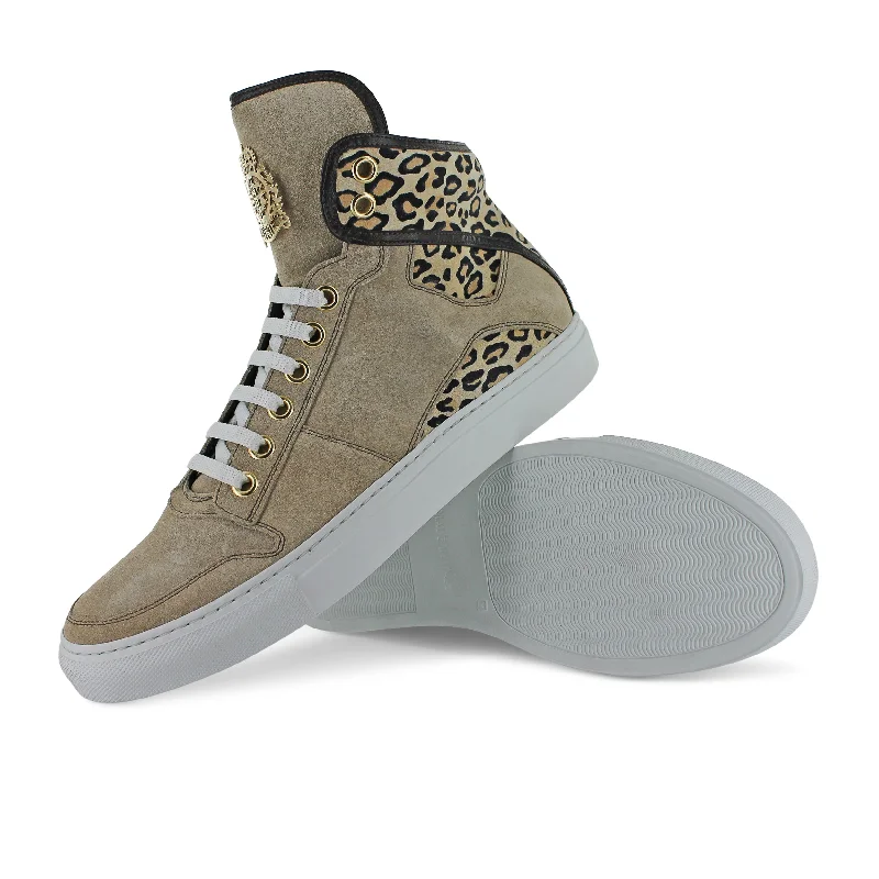 HONOUR - Beige Leopard Cowboy Boot Western Style  