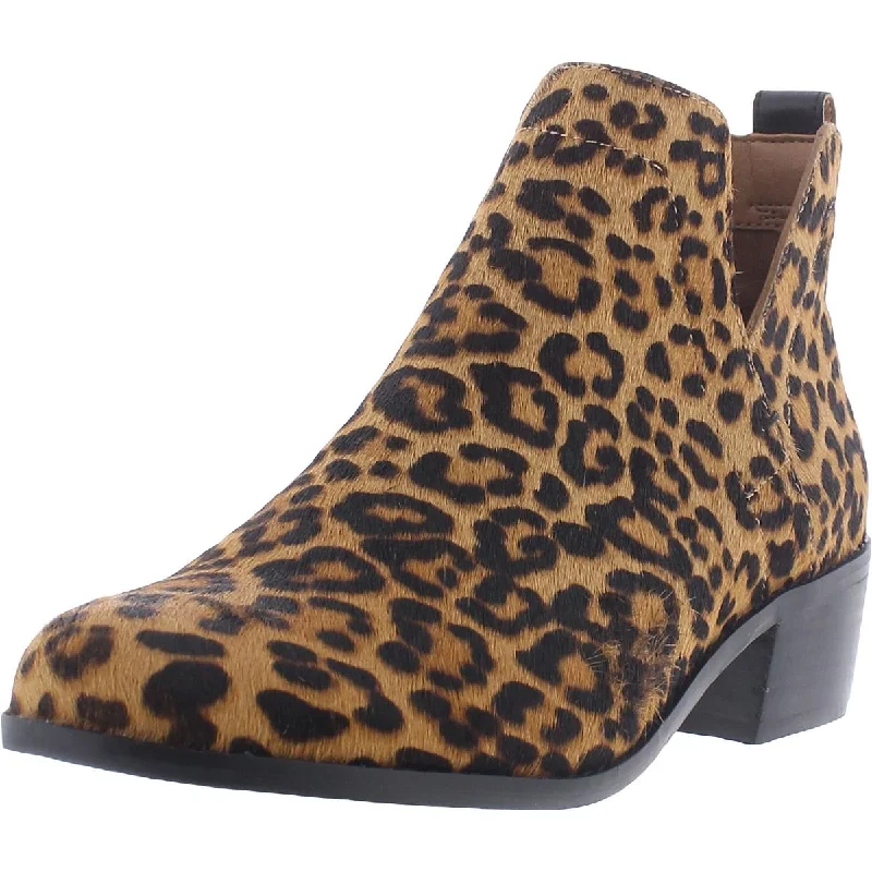 Hope Clara Womens Leather Animal Print Ankle Boots Athleisure Derby Style  