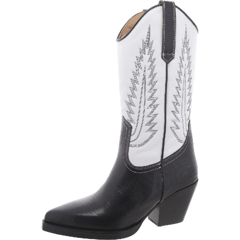 Huntin Womens Pointed Toe Leather Cowboy, Western Boots Athleisure Derby Style  
