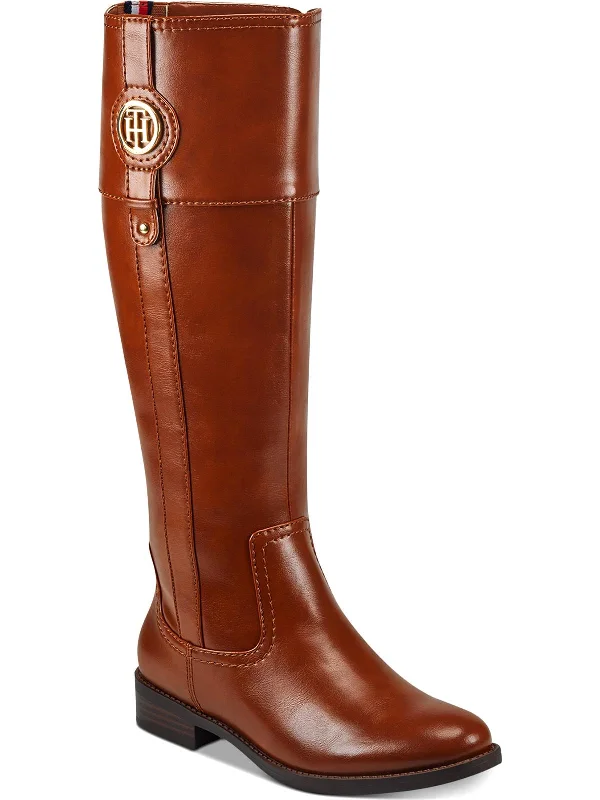 Imina Womens Faux Leather Knee-High Riding Boots Combat - Inspired Military Boot Look Imina Womens Faux Leather Knee-High Riding Boots Combat - Inspired Military Boot Look