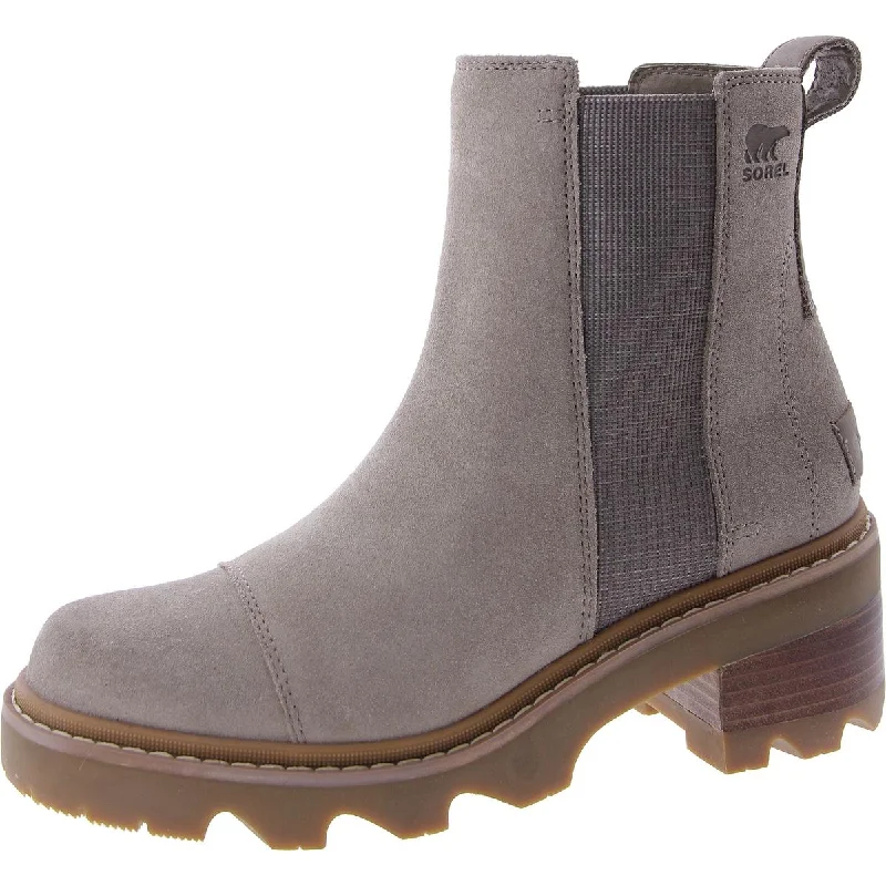 Joan Now Chelsea Womens Leather Slip On Mid-Calf Boots Open - Lacing Derby Look  