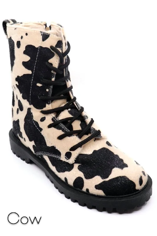 Kona Lace-Up Boots In Cow Zip - Up Boot Style  