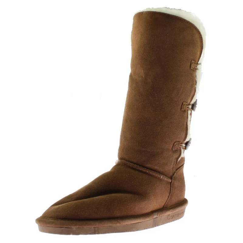Lauren Womens Suede Mid-Calf Winter Boots Buckle -