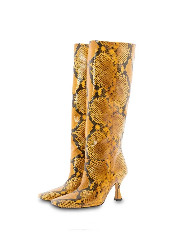 Leather Bibi Boots In Beige Animal Print Casual Loafer Style          