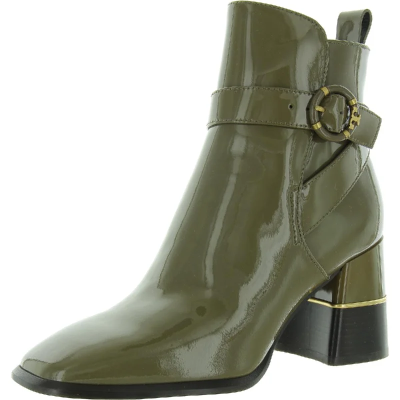 LOGO BUCKLE BOOT Womens Patent Pointed toe Ankle Boots Quick - Dry Hiking Shoe Style   