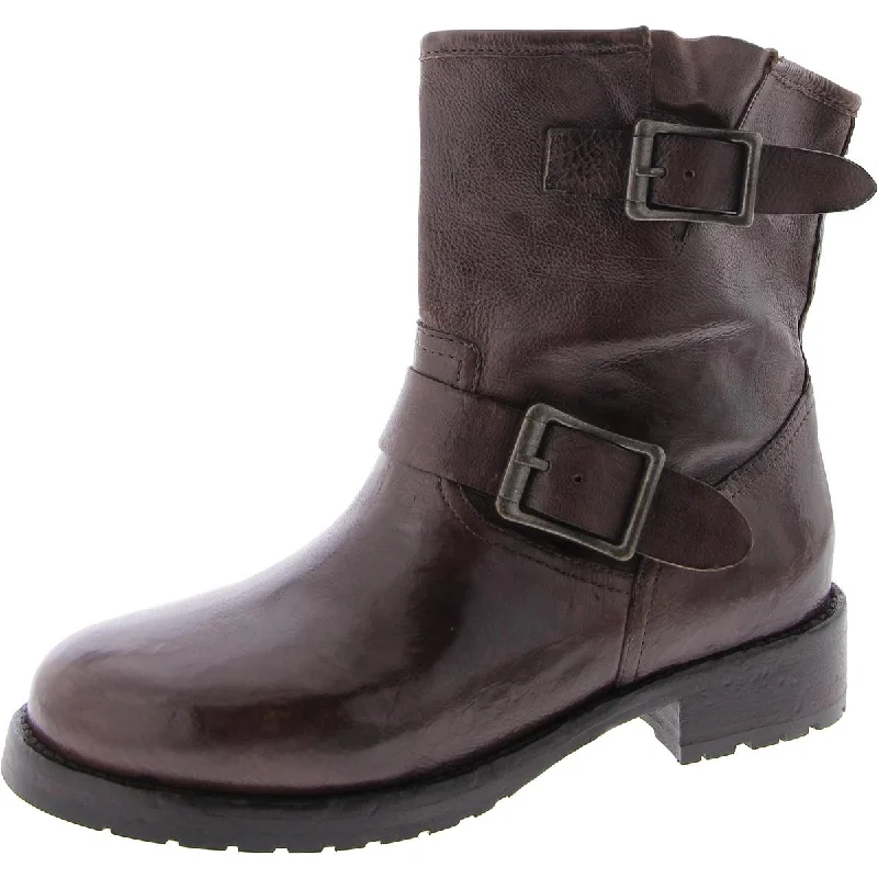 Lulah Womens Leather Buckle Ankle Boots Camouflage Print Boot Style  