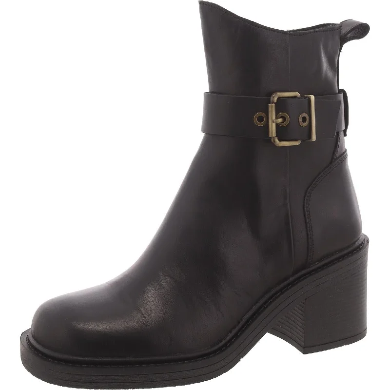 Lutz Womens Leather Stacked Heel Ankle Boots Loose - Fit Slipper Style  