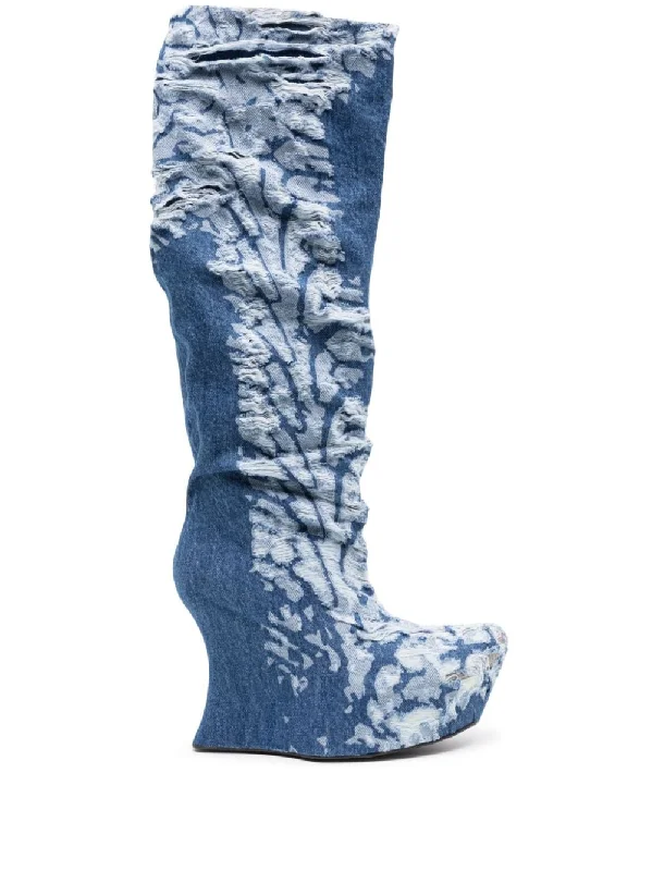 Masha Popova Women's Boots blue Athleisure Derby Style  