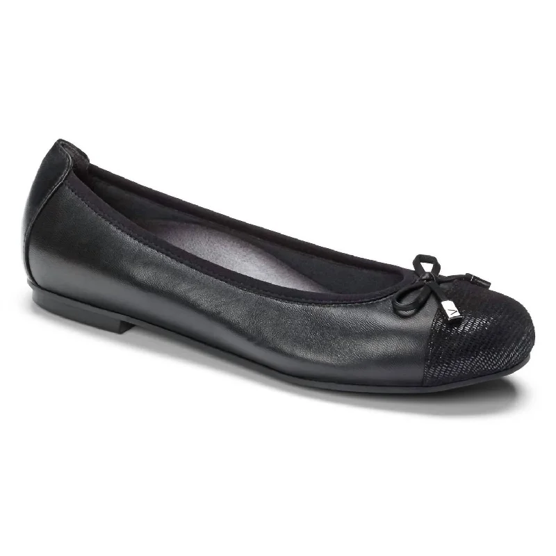 Minna Ballet Flat - Narrow Width In Black Nappa Leather Quilted Shoe Design  