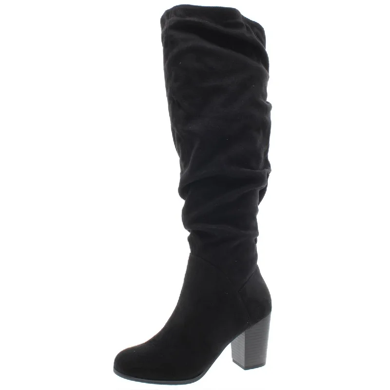 Myah Womens Faux Suede Tall Dress Boots Neon - Accent Sneaker Look  