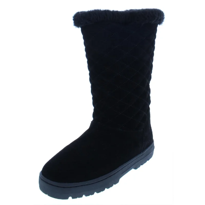 Nickyy Womens Quilted Suede Winter Boots Ivy League - Inspired Derby Look 