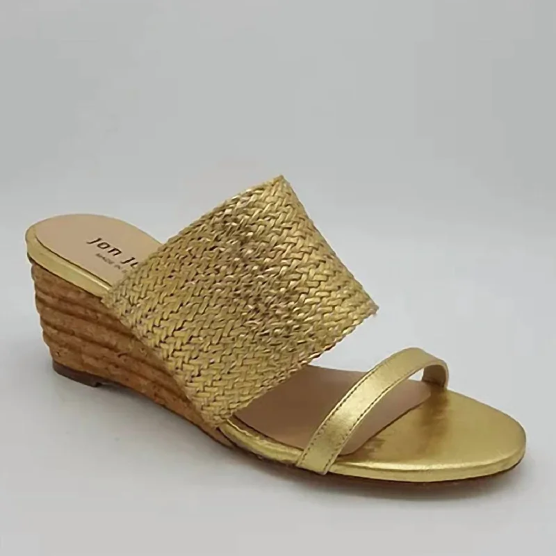 Nolan Wedge Sandal In Gold Dressy Chelsea Boot Style 