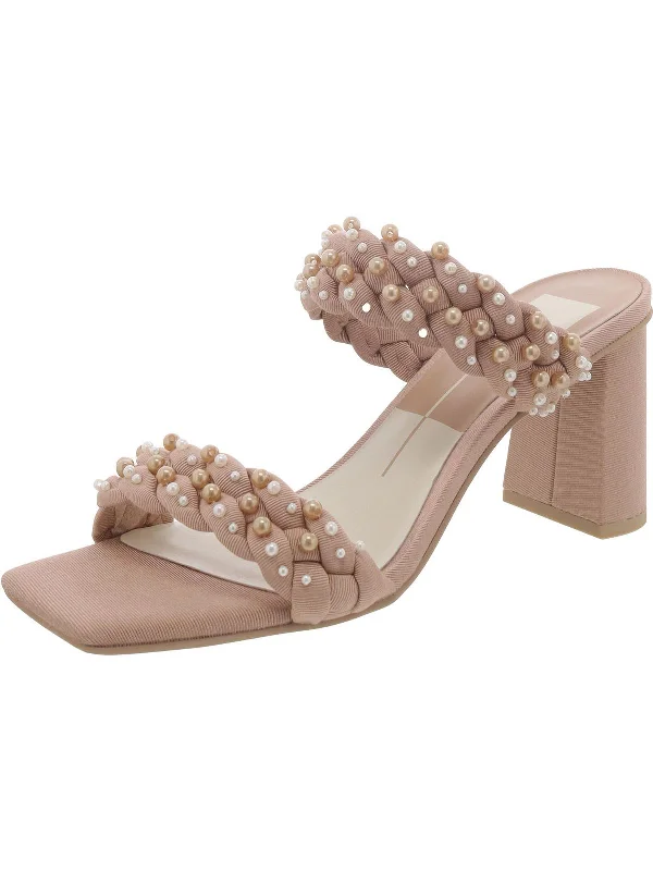 PAILY PEARL Womens Square toe Slip on Heels Rubber - Sole Plimsoll Look  