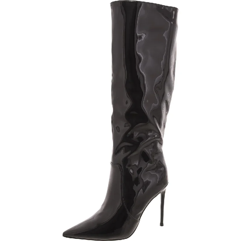 Panther Womens Patent Solid Knee-High Boots Mod Oxford Design  