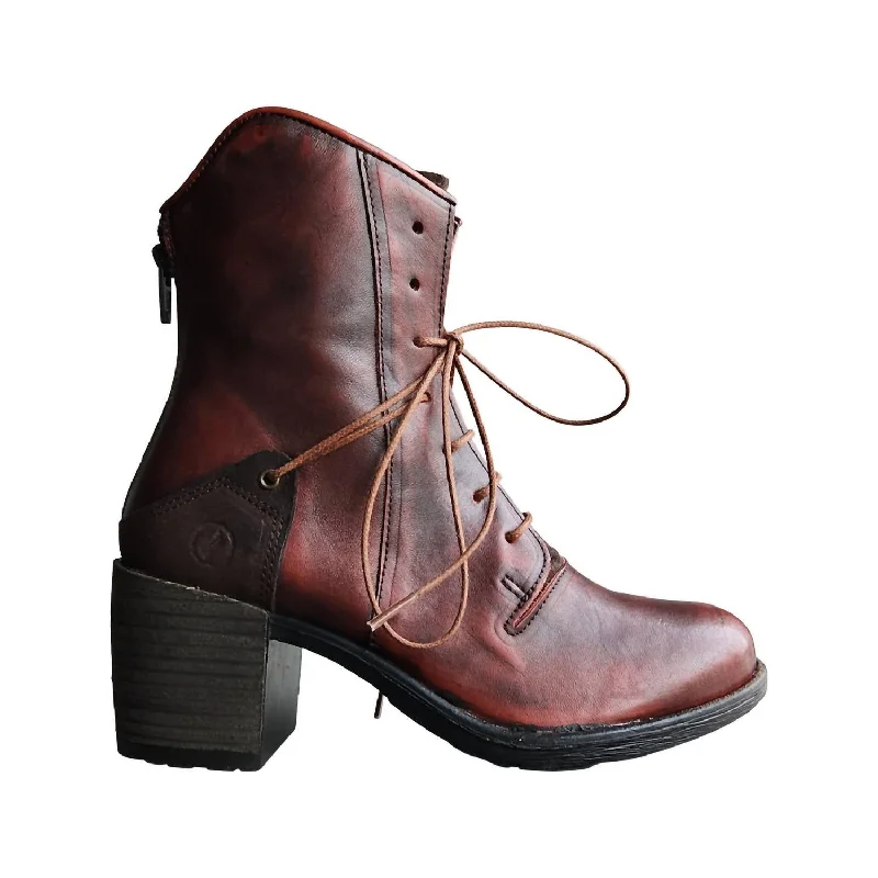 Prime Lace Up Boot In Red Leather Driving Shoe Style  