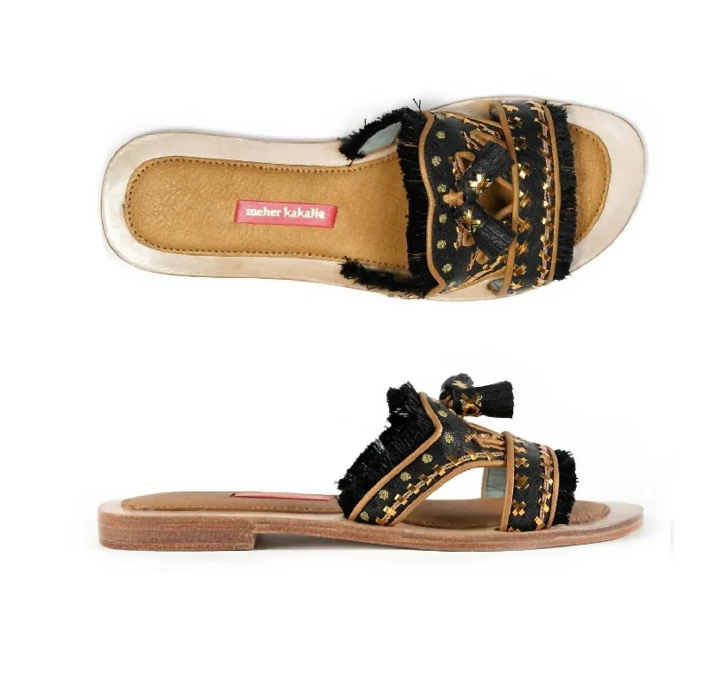 Queen Gobi Slide In Black Slide Sandal Beach Style  
