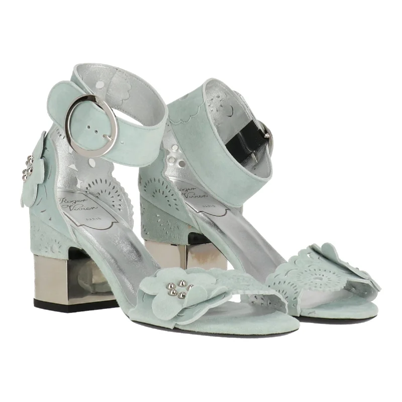 Roger Vivier Womens Blue Sandal Two - Tone Shoe Design  