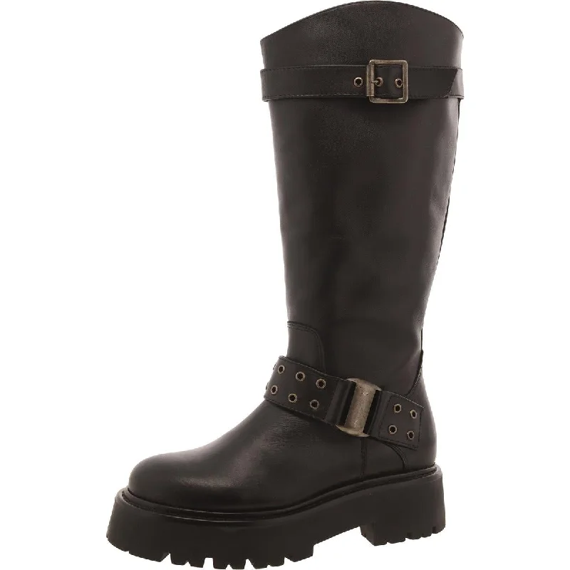 Rouxby Womens Leather Round Toe Knee-High Boots Hip - Hop Sneaker Style  