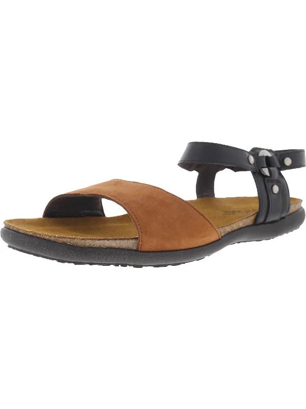 Sabrina Womens Suede Slip-On Ankle Strap Distressed Leather Shoe Style  