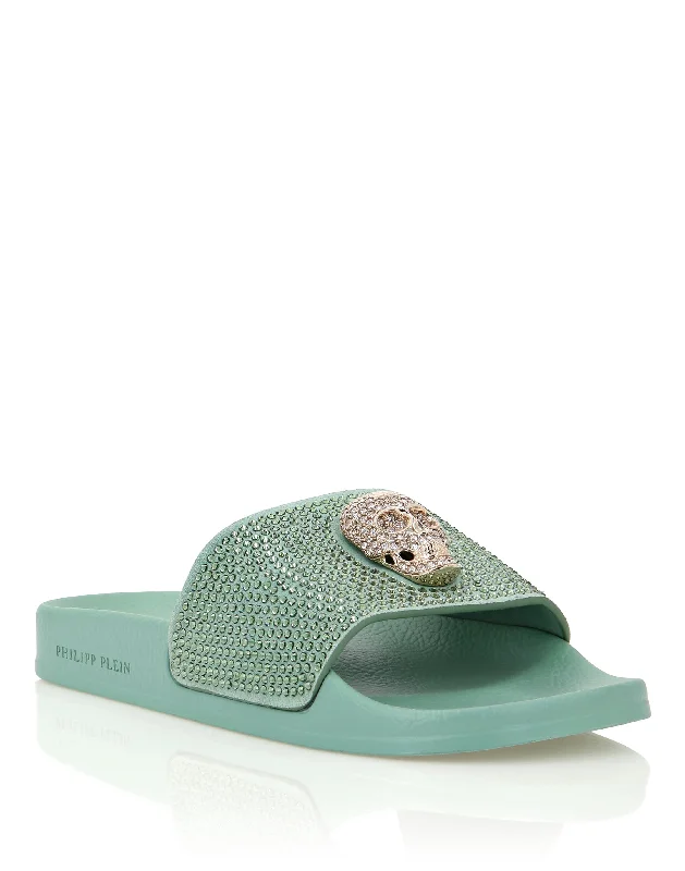 Sandals Flat Skull with Crystals Dressy Chelsea Boot Style 