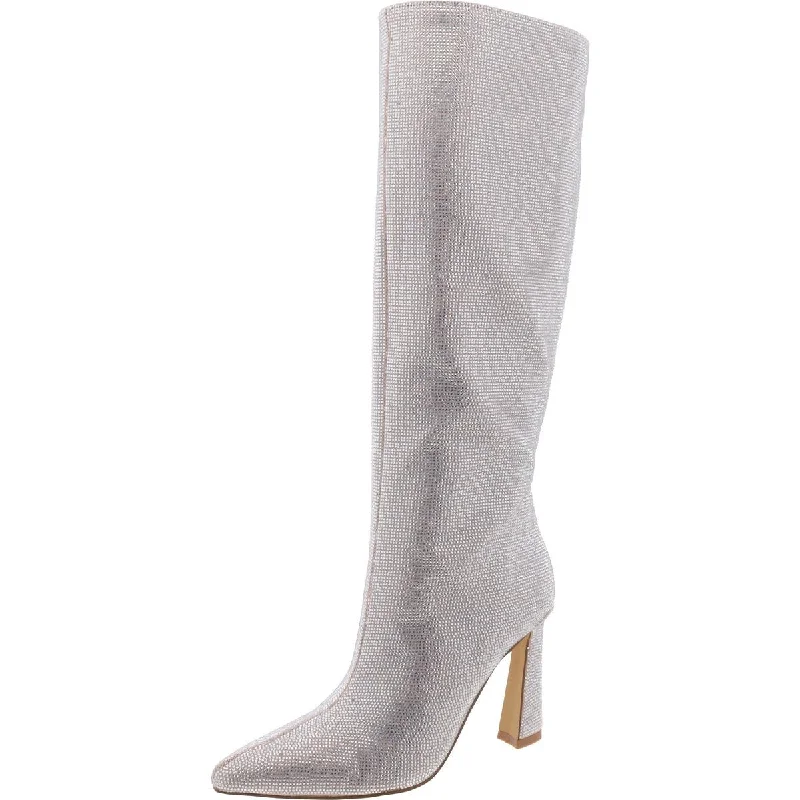 Shayna-R Womens Rhinestone Pull On Knee-High Boots Skateboarding Sneaker Style  
