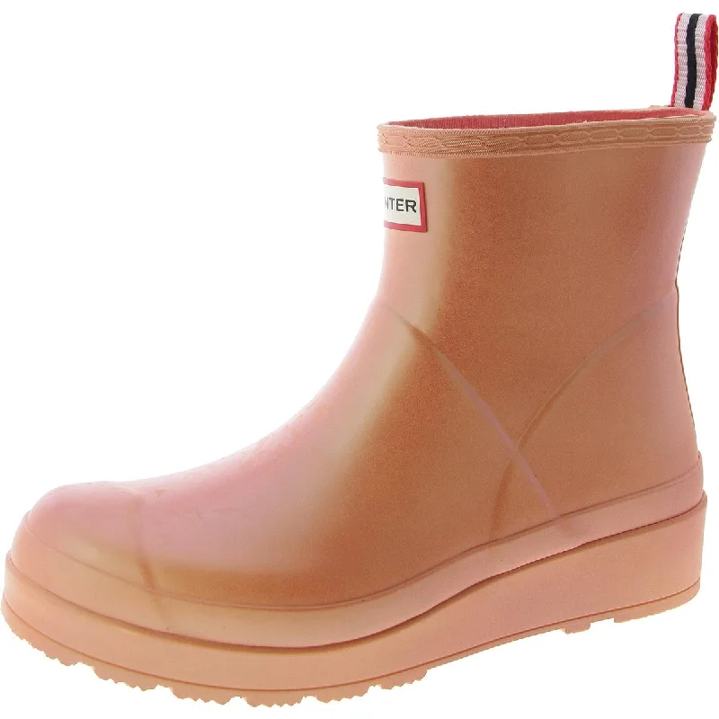 Short Nebula Womens Iridescent Ankle Rain Boots Neon - Accent Sneaker Look  