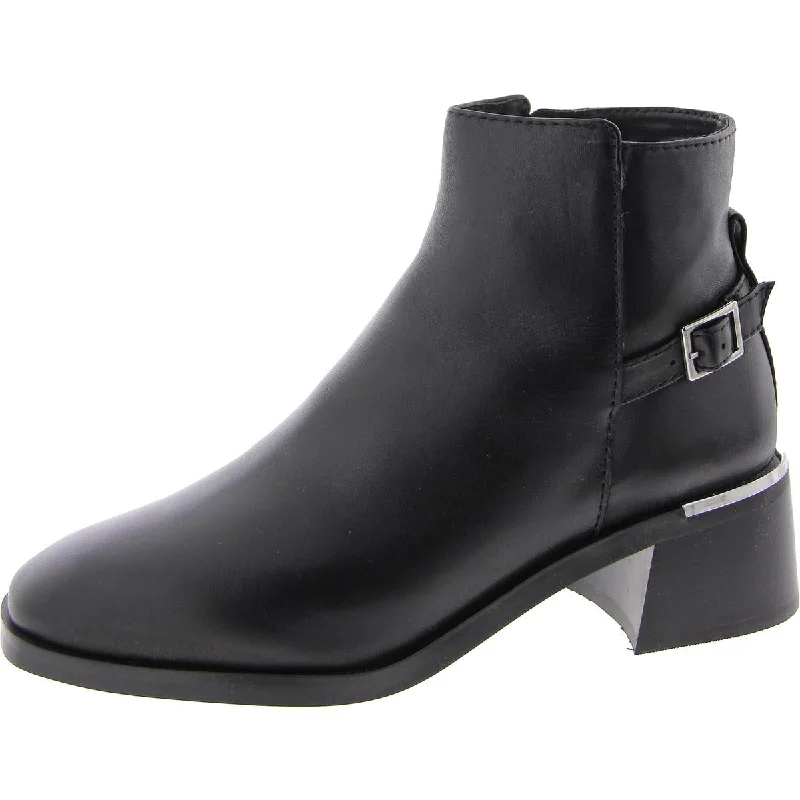 Siraveth Womens Zipper Round Toe Ankle Boots Metallic Trim Shoe Design  