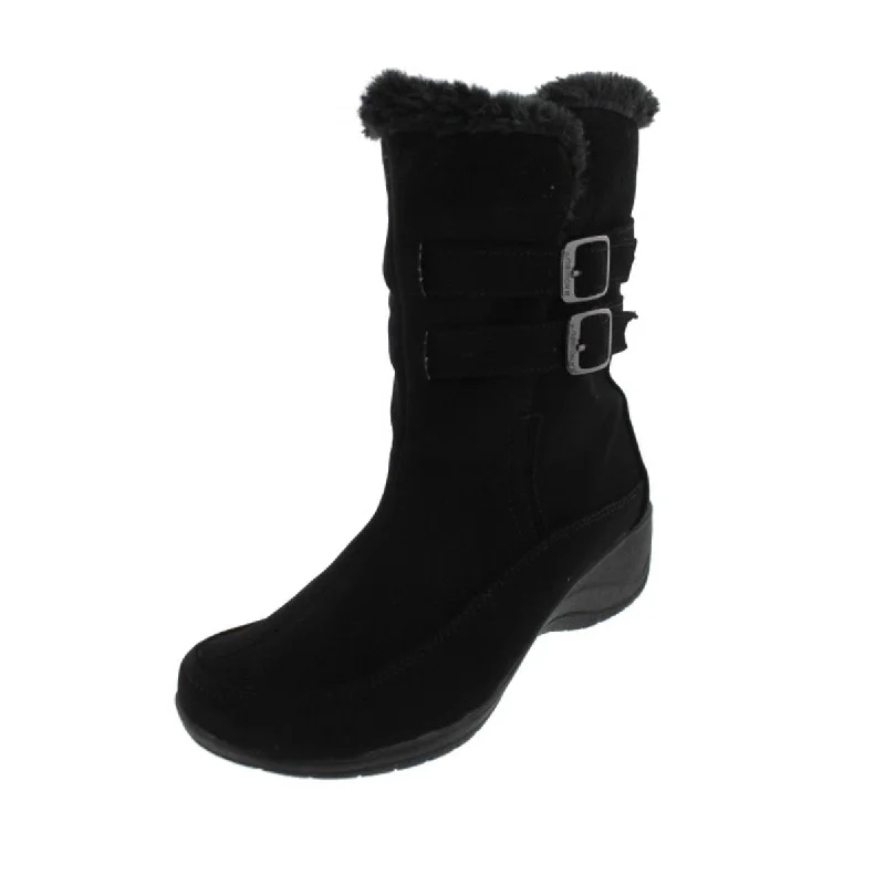Spice Womens Faux Fur Belted Snow Boots Memory - Foam Slipper Look  