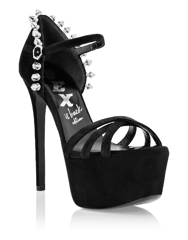 Suede Sandals High Heels Minimalist Sneaker Style  