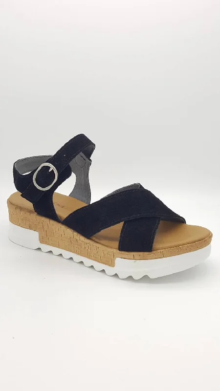 Tell Sandals In Black Open - Lacing Derby Look  
